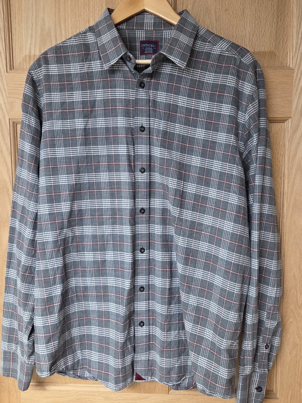 UNTUCKit Men's Gray Plaid Button-Down Shirt X Large